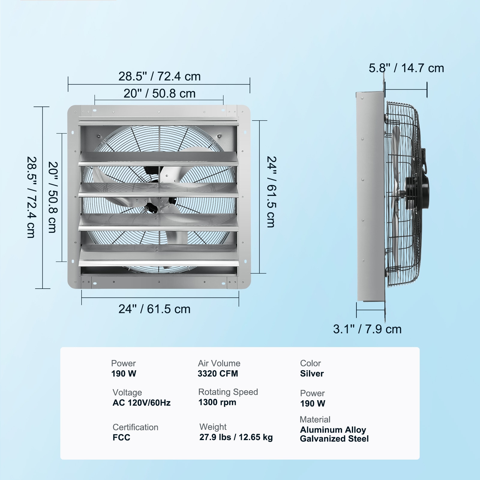 Shutter Exhaust Fan High-speed Wall Mounted Ventilator For Sheds_voghion.com